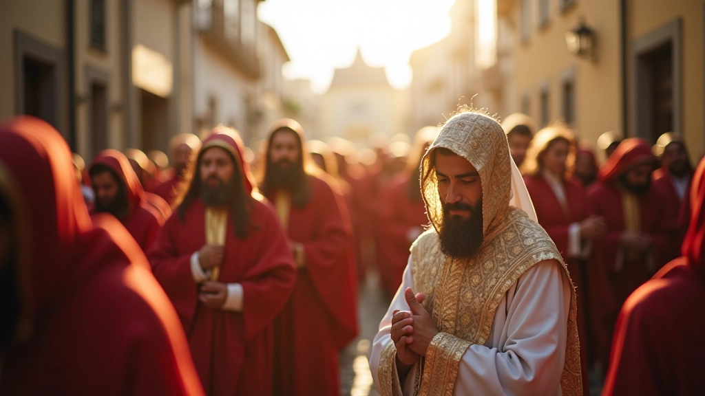 Procissão religiosa com devotos em romaria tradicional portuguesa