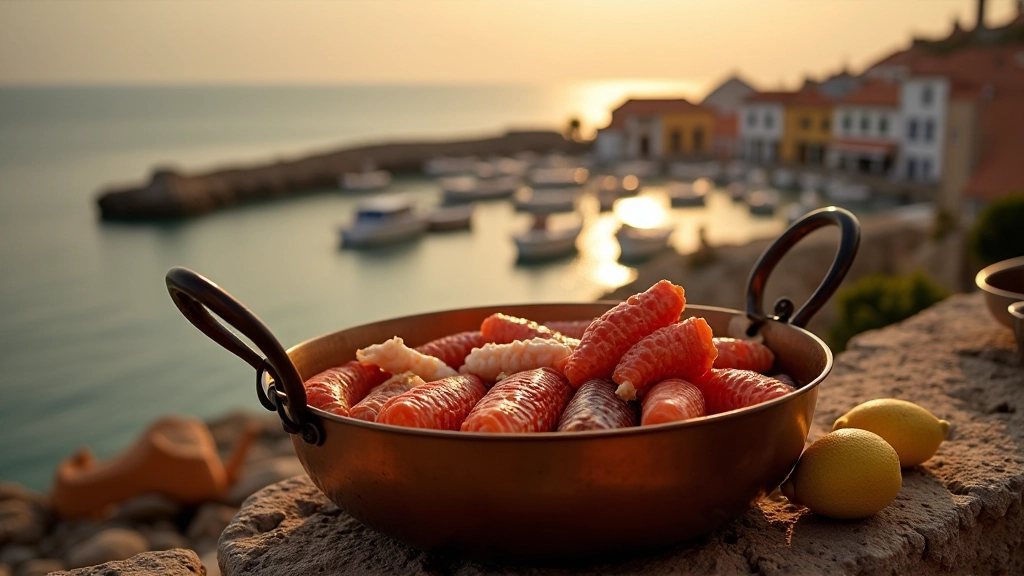Cataplana de frutos do mar tradicional algarvio com peixe e marisco em panela de cobre